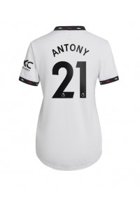 Manchester United Antony #21 Voetbaltruitje Uit tenue Dames 2022-23 Korte Mouw